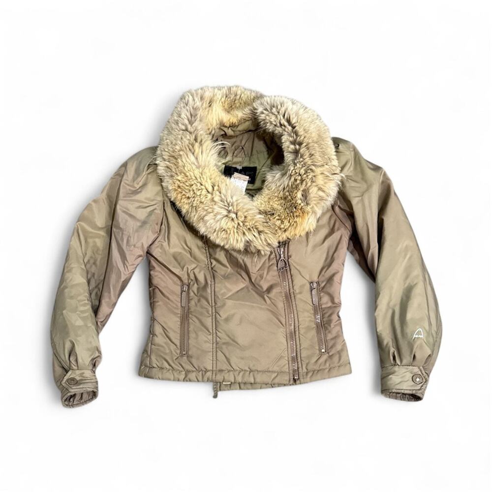 Vintage Head Iridescent Beige Coyote Fur SKI JACKET SZ S/M